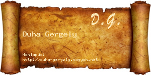 Duha Gergely névjegykártya